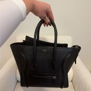 CÉLINE Black Mini Luggage Tote - drummed calfskin